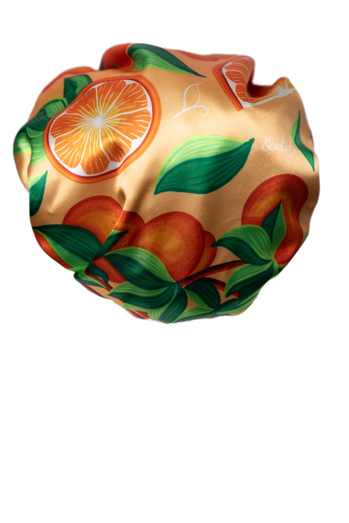Ecoslay Reversible Satin Hair Bonnet, Strawberry and Orange Print Design, Large (Orange)