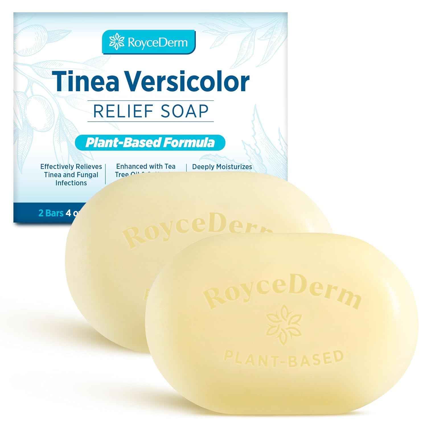 Roycederm Tinea Versicolor Relief Soap: Tea Tree Oil & Sulfur Cleansing Bar, Soothes Irritation, Hydrates & Supports Skin Health
