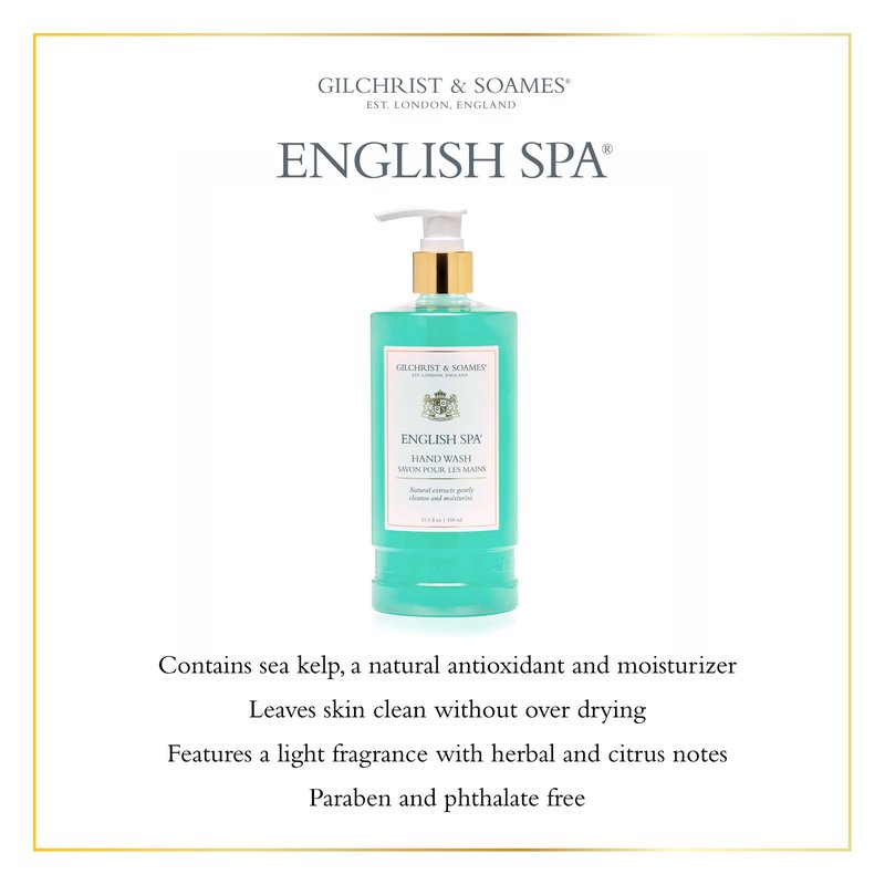 Gilchrist & Soames English Spa Hand Wash - 15.5oz - Citrus and Herbal Notes, Gently Cleansing, Zero Parabens, Sulfates, and Phthalates