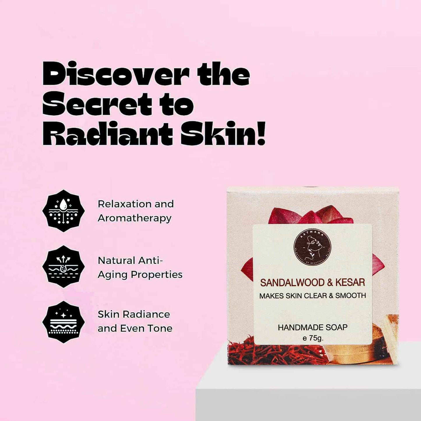 AATMANA Sandalwood Saffron Handmade Natural Bar Soap for Men & Women, Moisturizing Body & Face Soap, 7.9 Oz Soap Bars (3 Soap Set)