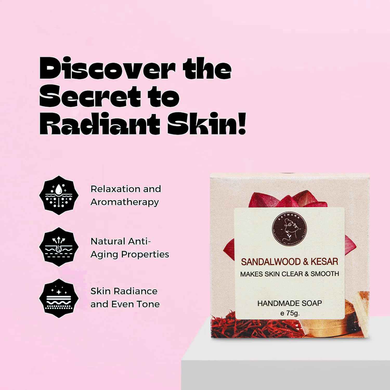 AATMANA Sandalwood Saffron Handmade Natural Bar Soap for Men & Women, Moisturizing Body & Face Soap, 7.9 Oz Soap Bars (3 Soap Set)