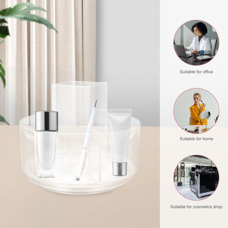balacoo 360 Rotating Desktop Cosmetics Rack Multi-Layer Makeup Organizer Storage Box for Vanity and Bathroom Countertop 6.88X6.88X6.10In Clear Cosmetic Display Holder