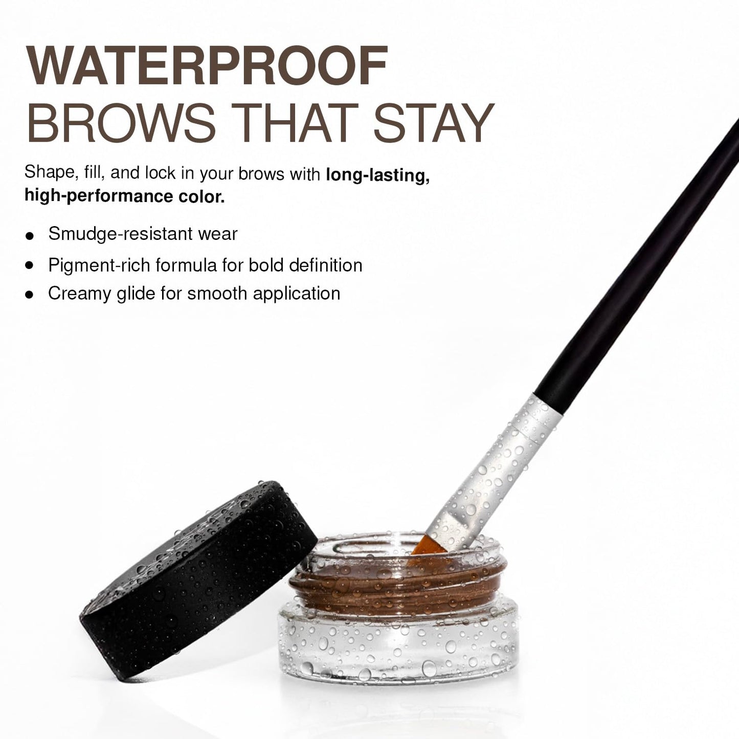 Brow Pomade Waterproof - 24 Hour Smudge-Proof Formula | Dark Brown, Creamy Texture for Defined Brows
