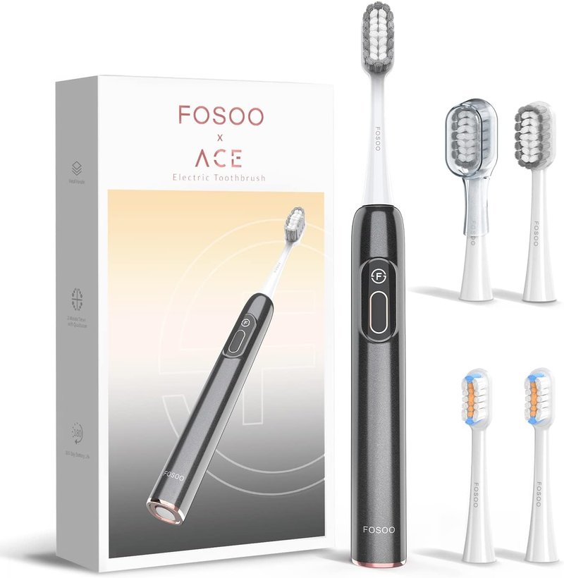 Sonic Electric Toothbrush - 48000 VPM Rechargeable Toothbrush with 4 Dupont Brush Heads | Zinc Alloy Handle, 2 Min Timer (Black)