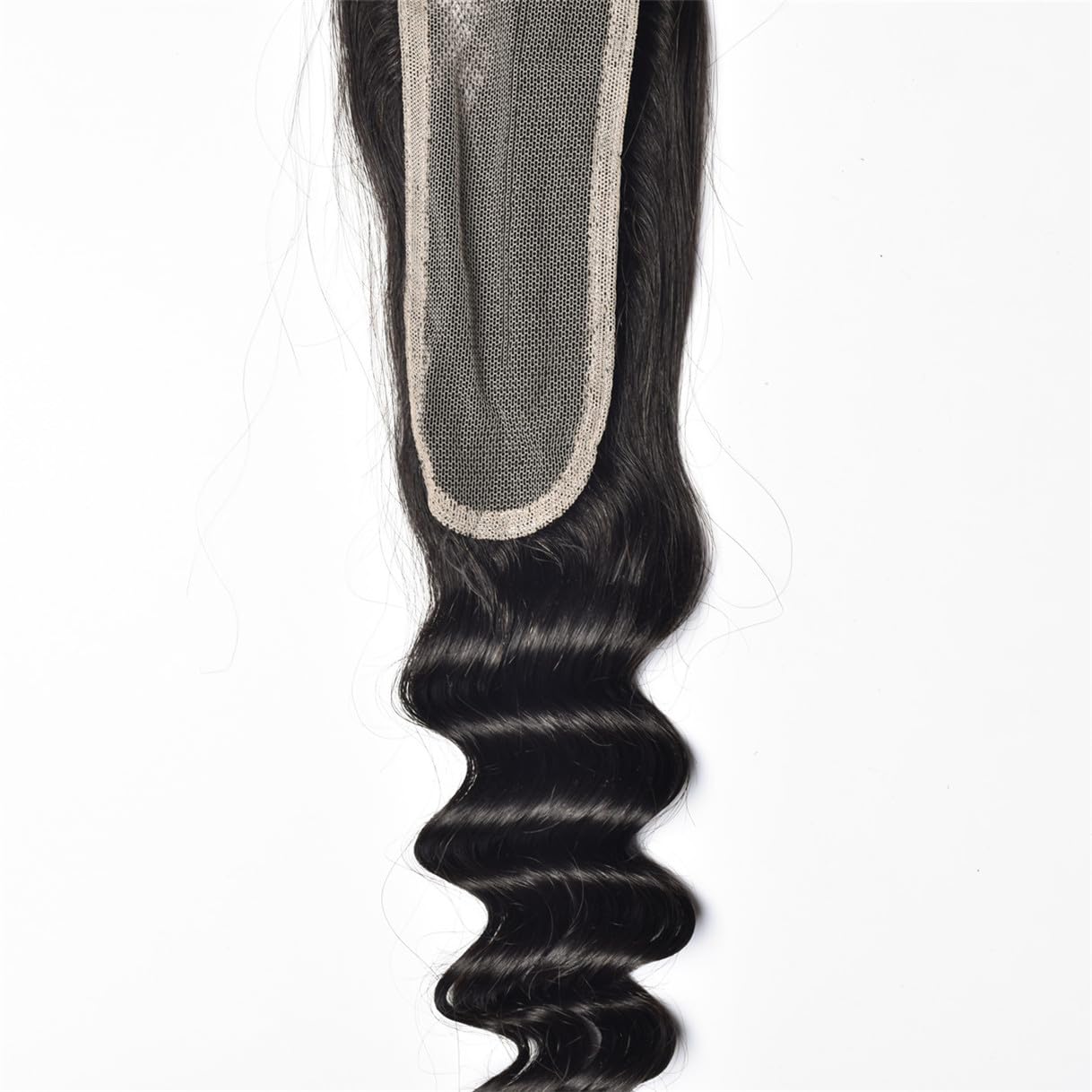 Brazilian Loose Deep 2x6 Lace Closure 100% Unprocessed Human Virgin Hair Pre Plucked Loose Deep Wave Pre-Plucked Hairline Frontal Closure Natural Black With Baby Hair (14inch, 2x6 loose deep closure)
