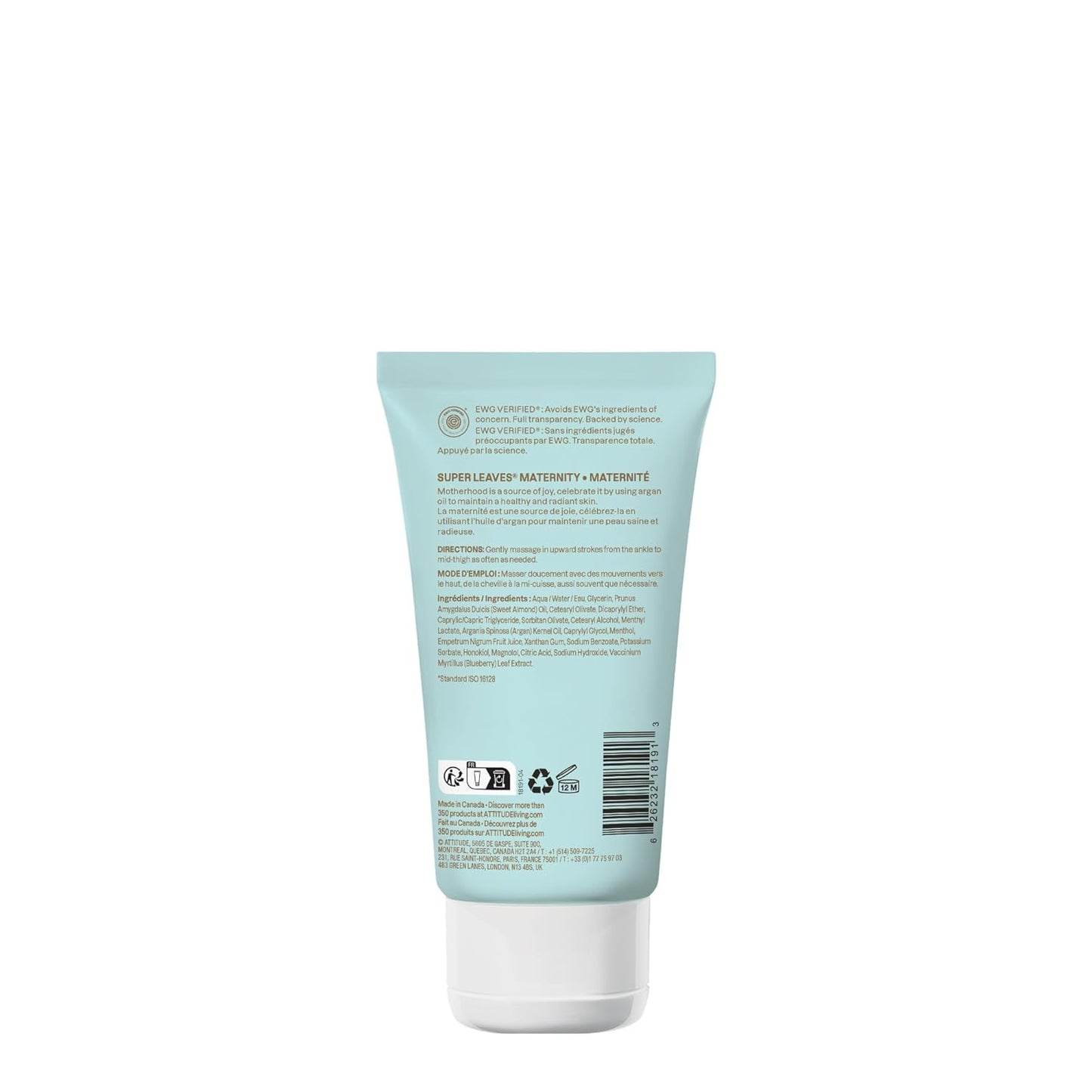 ATTITUDE Pregnancy Tired Legs Cream - Soothing Mint Formula | EWG Verified, Vegan, 5 Fl Oz
