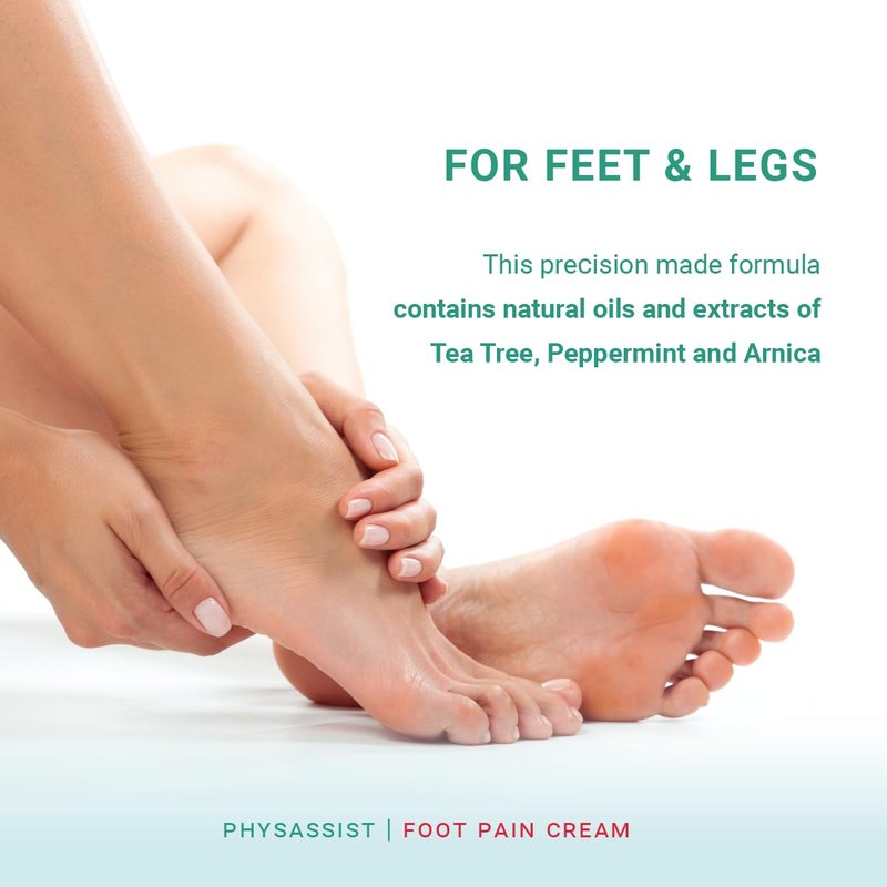 PhysAssist Foot Pain Cream Combo 4 oz jar + 1.5 oz, Soothing Relief for Feet and Legs, Fast Absorbing Formula, Contains Natural Ingredients & Botanicals