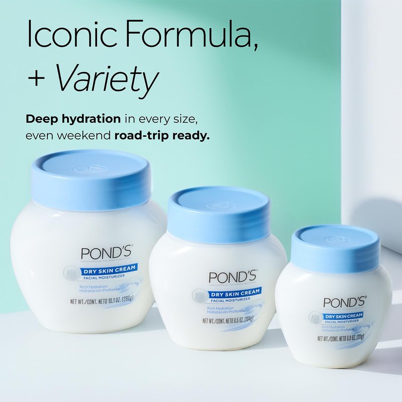 POND'S Dry Skin Cream 6-Pack – Rich Hydrating Facial Moisturizer for Sensitive Skin, Hypoallergenic, Dermatologist-Tested, Non-Comedogenic, 3.9 Oz Ea
