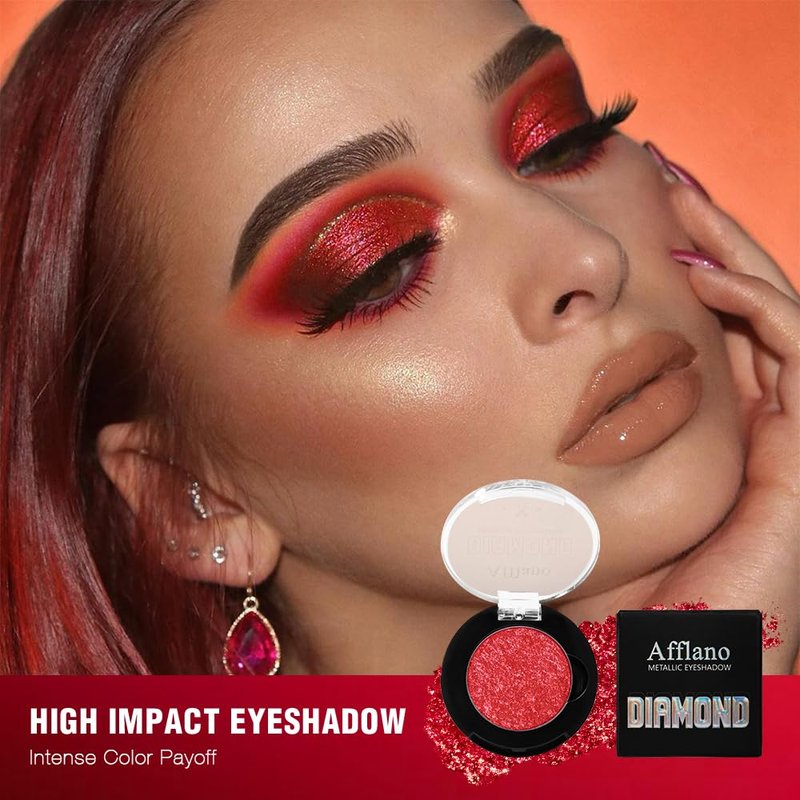 Red Glitter Eyeshadow - Highly Pigmented Shimmer Makeup for Bold Looks | Long-Lasting Waterproof Burgundy Fine Glitter
