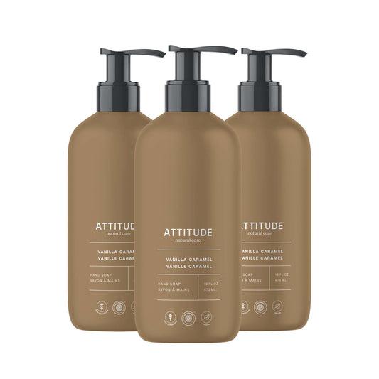 ATTITUDE Limited Edition Liquid Hand Soap, EWG Verified, Plant and Mineral-Based, Vegan Personal Care Products, Vanilla Caramel, 16 Fl Oz (Pack of 3)