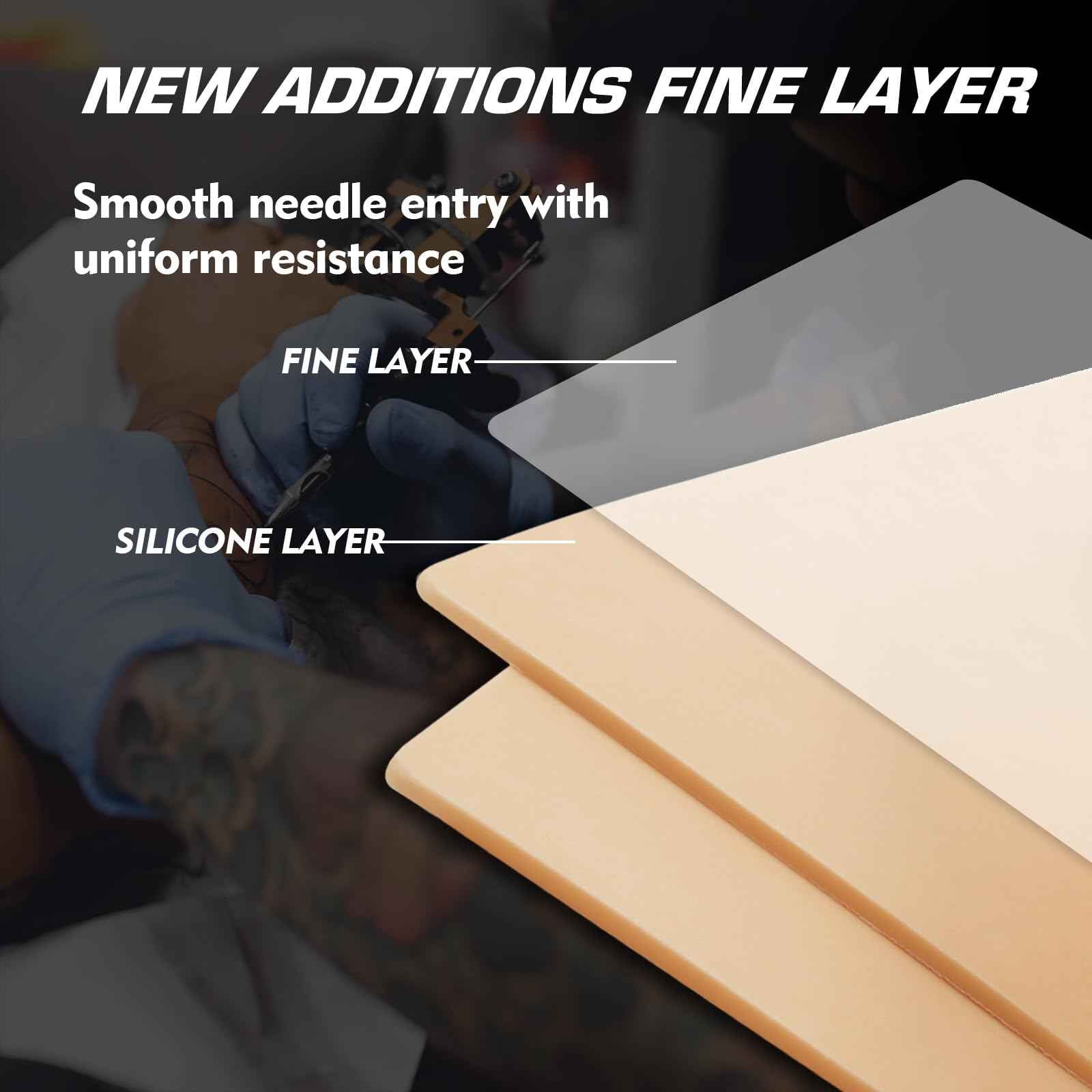 Rayyl 3MM Tattoo Fake Skin - 10Pcs Practice Fake Skin 3MM Thick Soft Silicone Double Sides 7.48x5.62" Eyebrow Practice for Tattoo Beginner & Experienced Artist (10pcs)