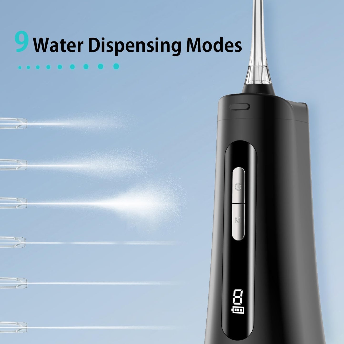 Water Dental Flosser for Teeth, Portable Cordless Oral Irrigator with 4 Modes 9 Intensities, Rechargeable IPX7 Waterproof Water Flosser, Travel Water Dental Picks for Cleaning
