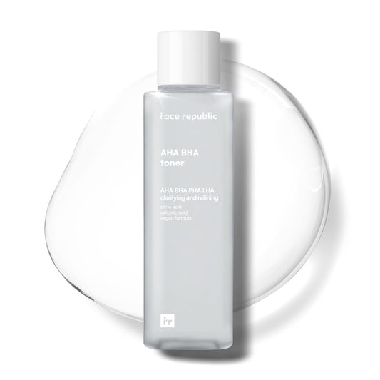 Face Republic AHA/BHA Toner 160ml 5.41 fl oz | Clarifying, Refining, Hydrating | Pore Care, Gentle Exfoliation | AHA BHA PHA LHA | for Oily, Sensitive Skin | Alcohol-Free | Vegan Korean Skincare