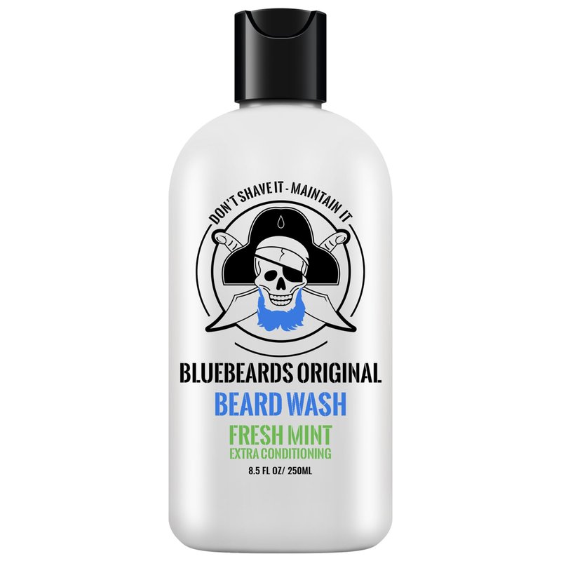 Bluebeards Original Fresh Mint Beard Care for Men, 8.5 oz. - Natural Peppermint Oil Formula for Deep Cleansing, Softening, and Conditioning Beard and Skin - Made in USA