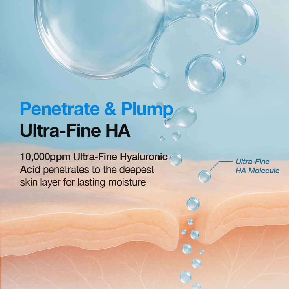Hyaluronic Acid Serum - 10,000 PPM for 72-Hour Hydration | Korean 8D HA Complex, 30ml (1.01oz)