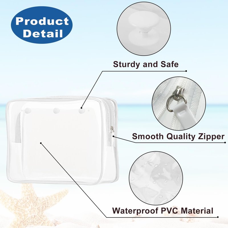 choshion Clear Insert Bag Accessories for Beach Tote Bag, Clear Travel Storage Inner Pouch for Cosmetic, Toiletry & Makeup Brush Organizer Divider