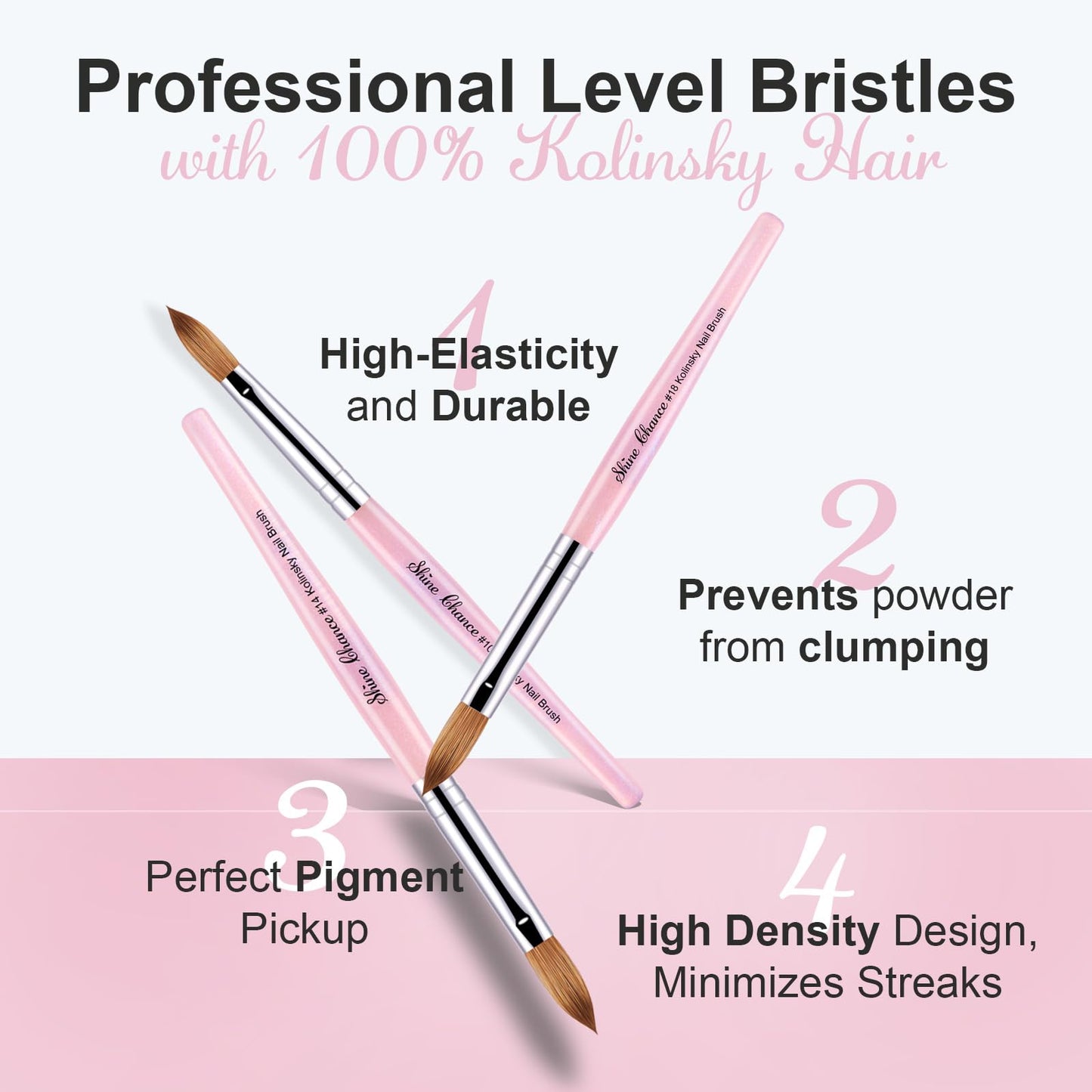 Acrylic Nail Brush Size 18, 100% Pure Kolinsky Nail Brush for Acrylic Application, Professional Nail Extension Manicure Tool Nail Drawing Pen for DIY Home Salon(Pink)