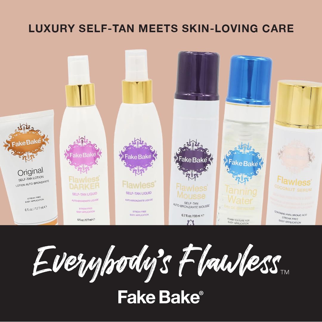 Fake Bake Foam Tanning Water Self Tanner Instant Glow with Hydrating Passion Flower Rejuvenation - Natural Looking Sunless Bronzing for Women & Men - 6.7 oz