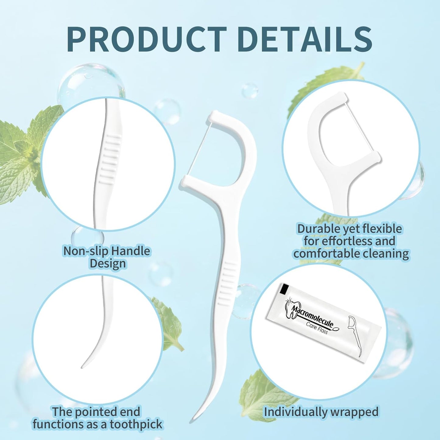 Dental Floss Picks Bulk - Individually Wrapped Travel Flossers for Deep Cleaning | Pack of 2000
