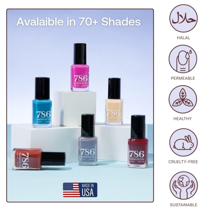 786 Cosmetics – 4 Piece Set: Breathable Nail Polish - Vegan, Cruelty-Free, Healthy, Award-Winning, Halal, Fast-Drying (Coastal Dreams)