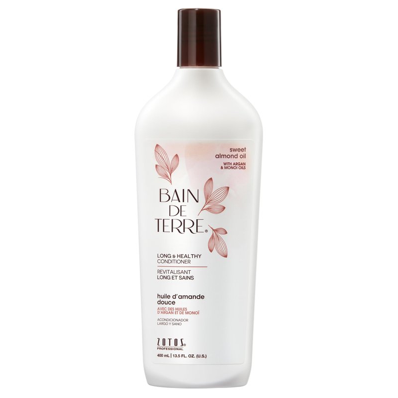 Bain de Terre Sweet Almond Oil Long & Healthy Conditioner, Strength & Protection for Weak, Damaged Hair, with Argan & Monoi Oils, Paraben-Free, Color-Safe, Vegan, 13.5 Fl Oz
