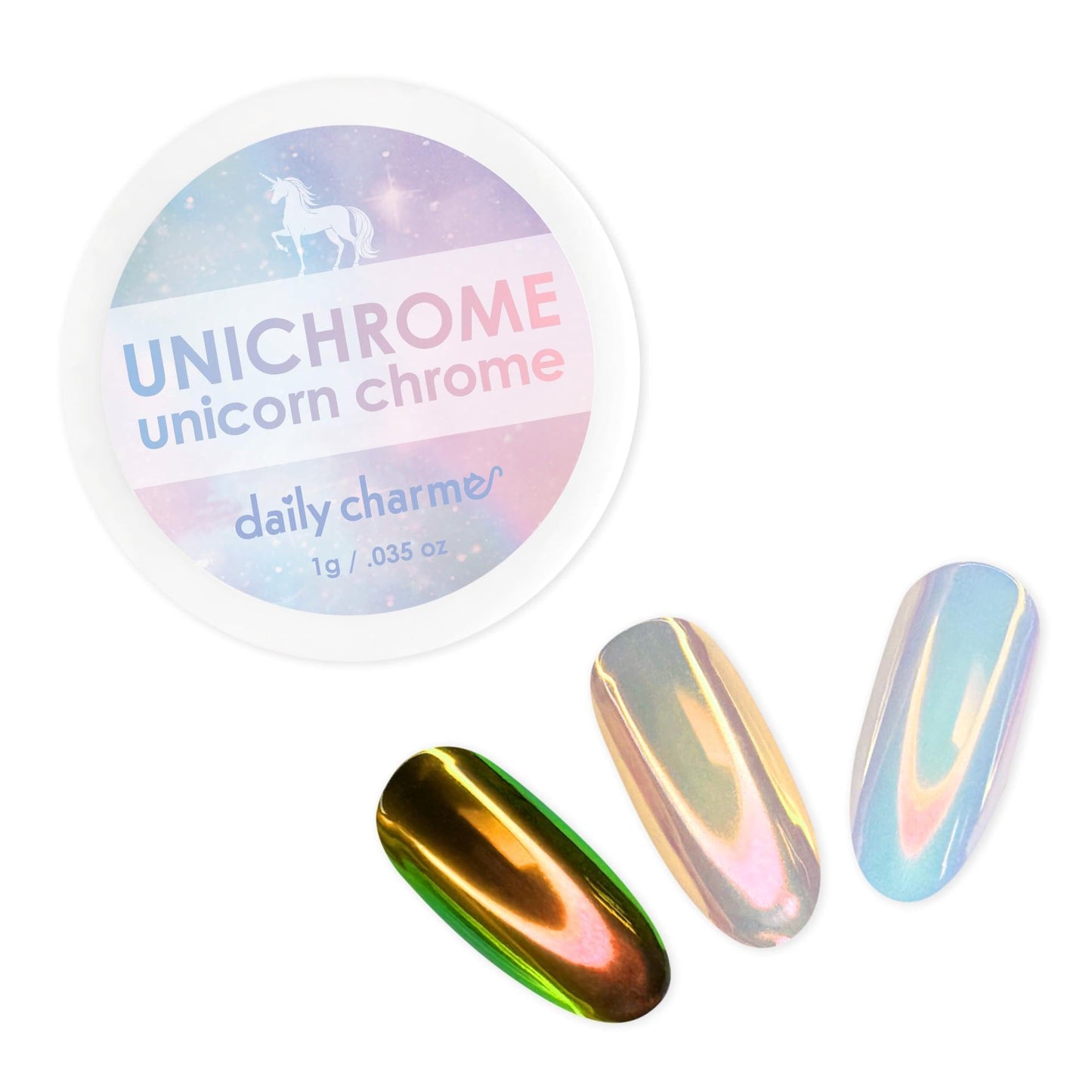Daily Charme Aurora Unicorn Mermaid Nail Chrome Powder (Aurora) 1g, Pearlescent Nail Art Decoration, Home DIY/Nail Salon Manicure