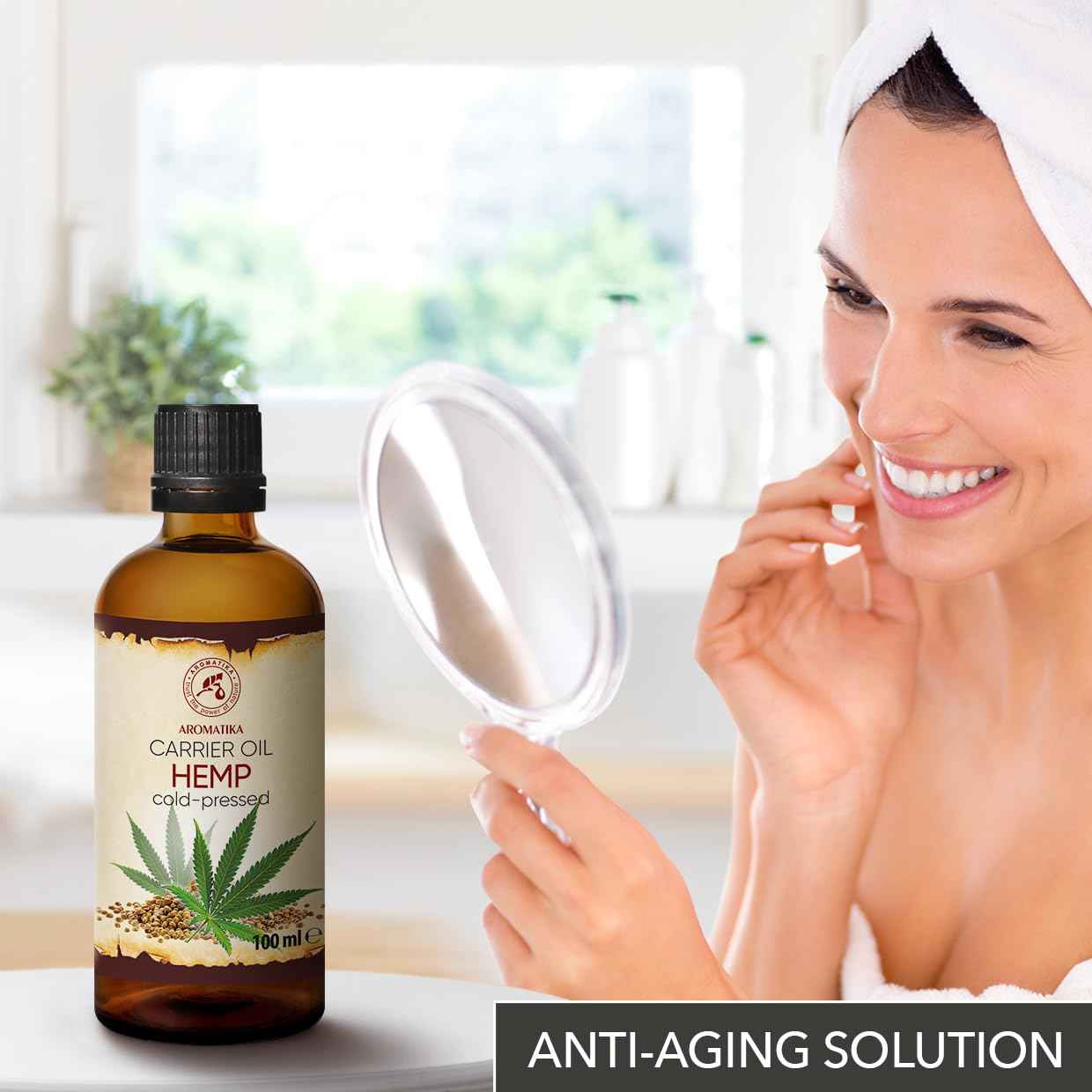 Hemp Oil 3.4 Fl Oz - Pure & Natural - Cold Pressed Hemp Seed Oil - Unrefined Carrier Oil for Essential Oils - for Skin - Nails - Lips - Hair - Face & Body Care