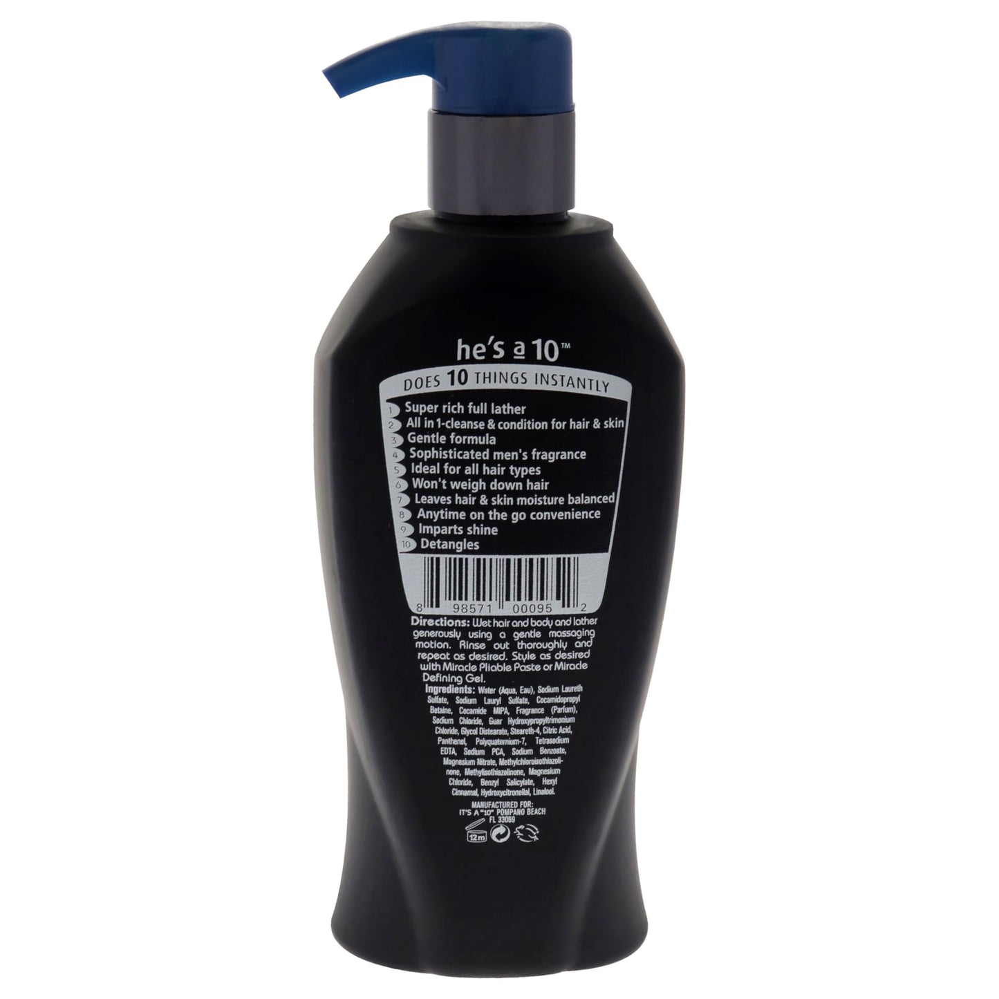 He's A 10 Miracle 3 In 1 Shampoo, Conditioner And Body Wash 10 oz