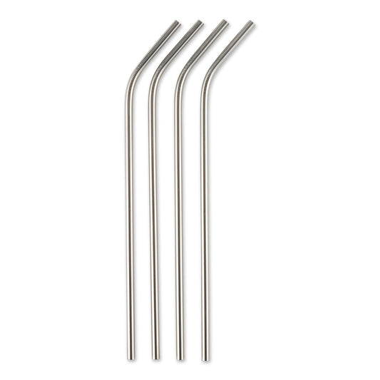 RSVP International Endurance Stainless Steel 10.5" Drink Straws, 4 Count | 5mm Fits Most Tumblers| Reusable & Durable | For Smoothies, Frappes, Sodas, Tea & More | Dishwasher Safe
