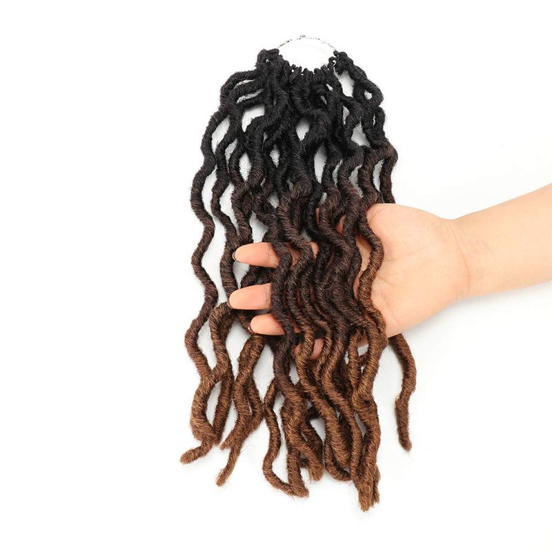 Eliza Wavy Gypsy Locs Ombre Crochet Hair 14" 8Packs/Lot Goddess Locs Synthetic Fiber Faux African Roots Dreadlocs Synthetic Braiding Hair Extensions for Black Women(14",OM3T430)