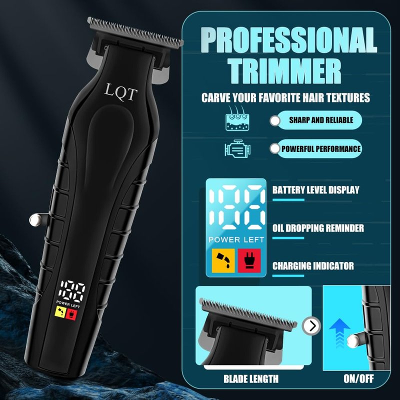 LQT Hair Clippers for Men Cordless Clippers and Trimmers Set Professional Electric Body Beard Mustache Trimmer for Men Nose and Ear Hair Trimmer with Comb, Wrap, Bag, to Son Husband Father Men's Gifts