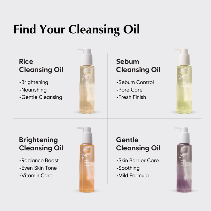 MIDHA Brightening Cleansing Oil with brown rice & vitamin C,5.07fl.oz/150ml,Radiant Skin, Deep Moisturising, Gentle Daily Cleanser, Face Wash for Sensitive Skin, Nourishing Care, Plant-Based
