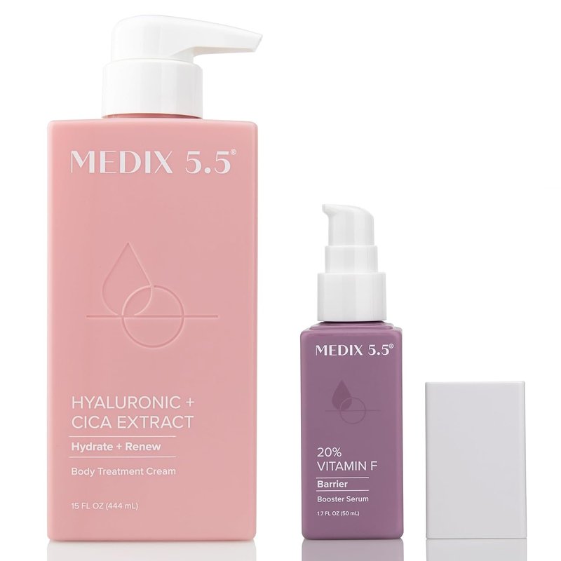 Medix 5.5 Hyaluronic Acid Body Treatment Cream & Anti-Aging Serum Set - Hydrating, 20% Vitamin F