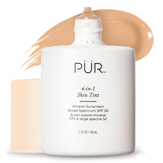 PÜR MINERALS Tinted Sunscreen for Face, 4-in-1 Skin Tint - Broad Spectrum Mineral Sunscreen, SPF 50 - Tinted Facial Moisturizer, Primer & Foundation for Sun Protection - Lightweight, Buildable, Linen