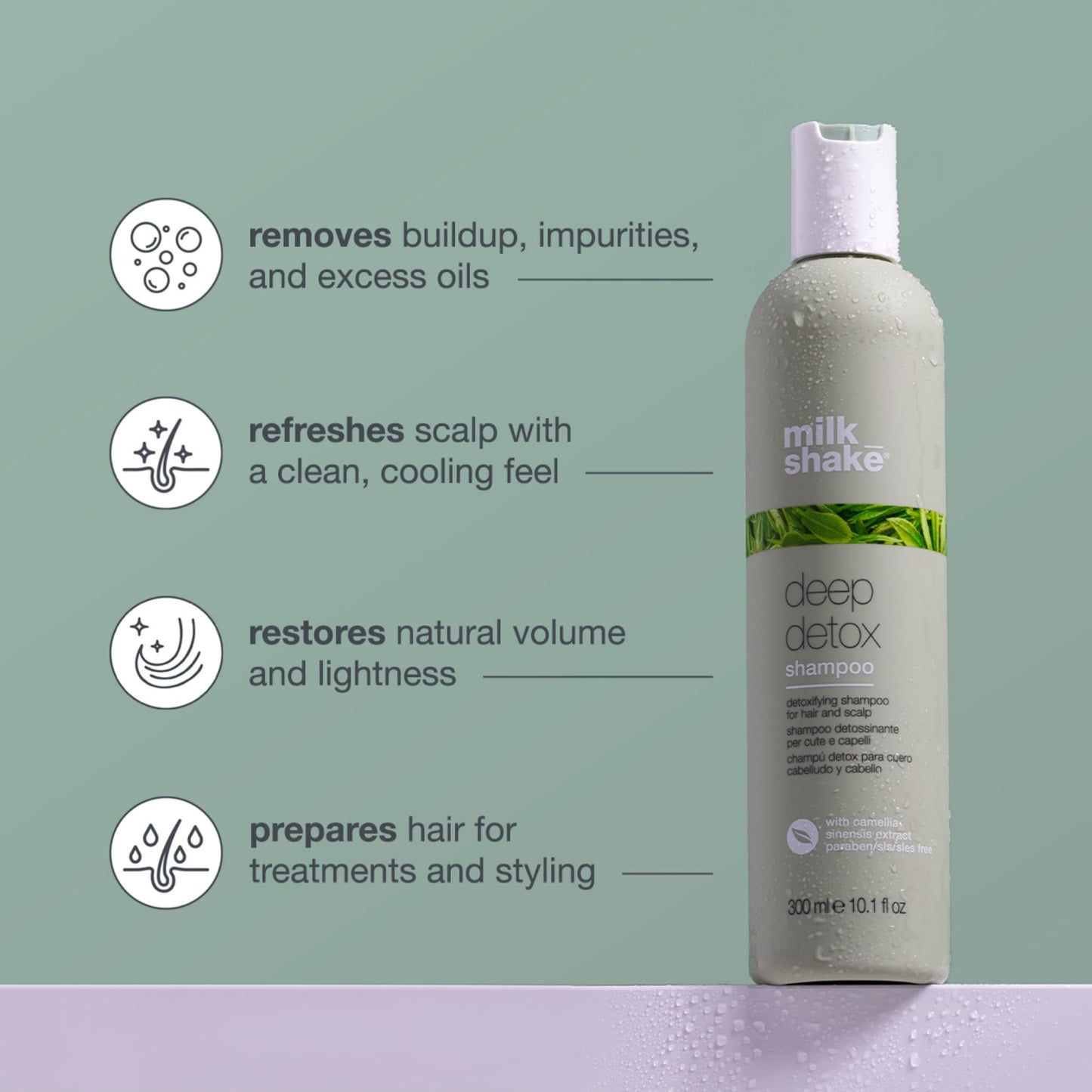 milk_shake Deep Detox Shampoo -Nourishing Green Tea Extract with Signature Milk Proteins (10.1 Fl Oz / 300 ml)