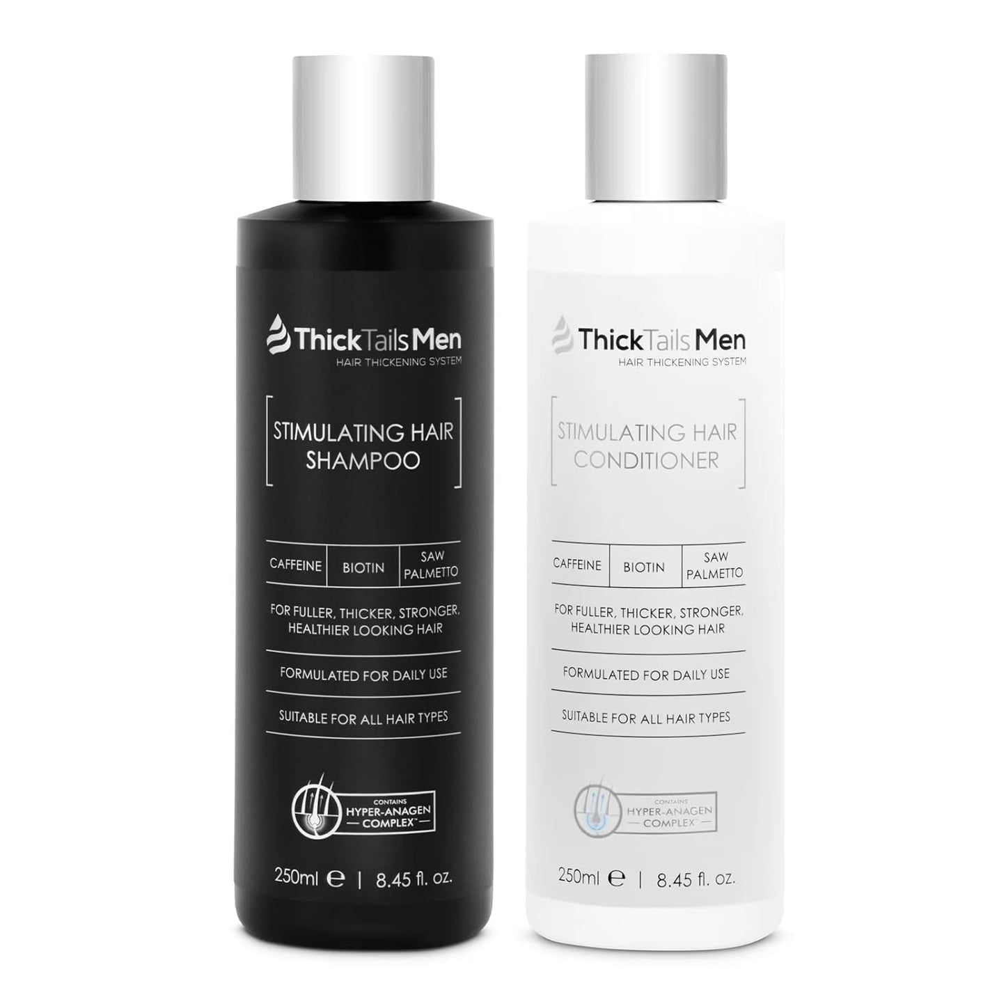 Men's Hair Growth Shampoo & Conditioner Set - Caffeine, Biotin & Saw Palmetto | Sulfate-Free, Vegan, 2-Piece System