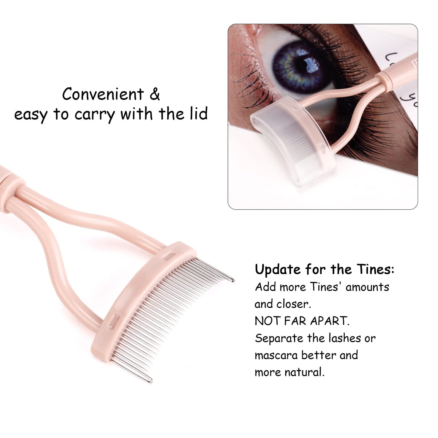 Eyelash Separator Eyelash Comb Lash Separator Tool MSQ Mascara Brush Eyelash Brush Separator Arc Designed Mascara Applicator With Cover, Naked (Includes a Mascara Wand)