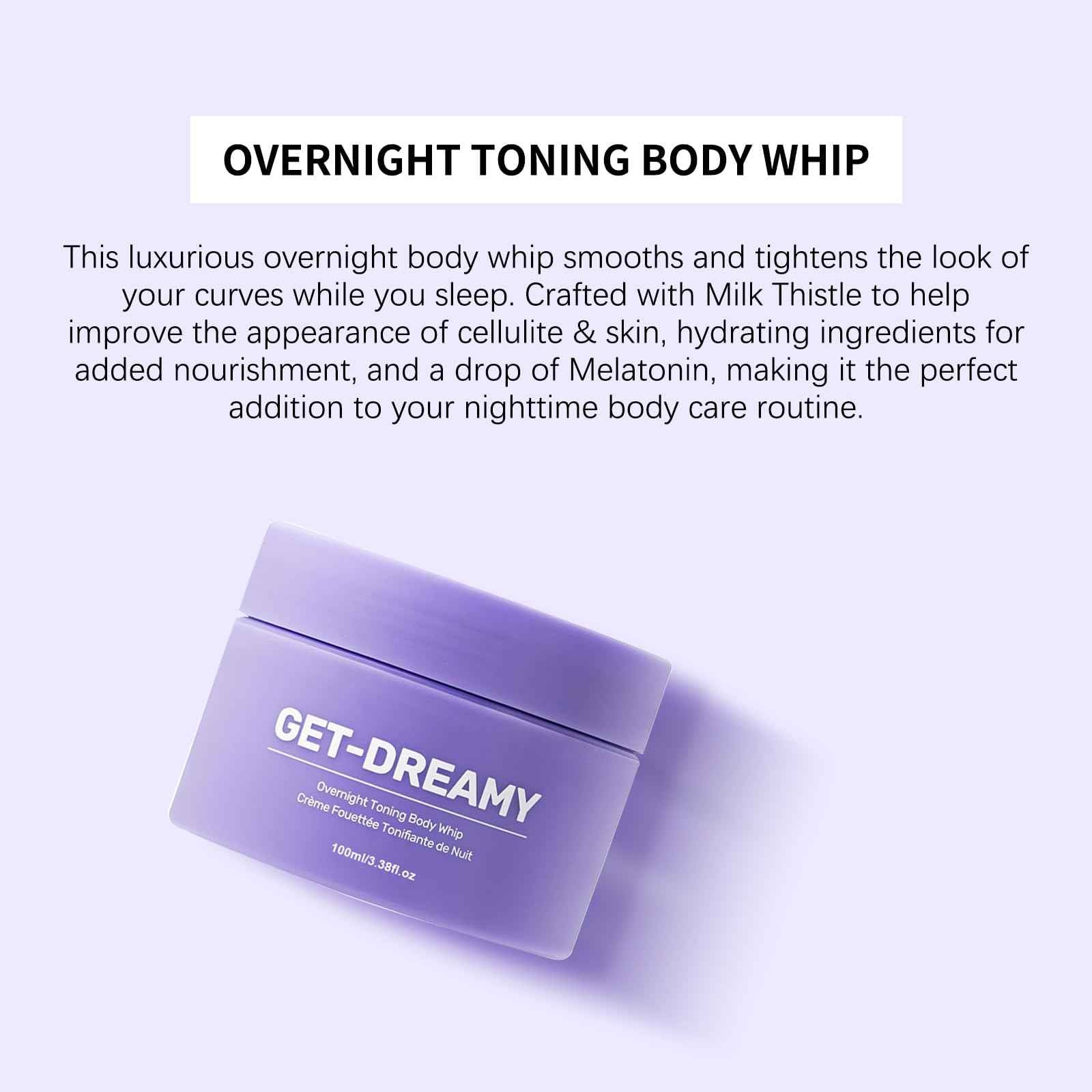 rubeonly GET-DREAMY Overnight Toning Whip - Body Firming Whip That Works While You Sleep - Helps Target The Appearance Of Loose Skin On The Body, 100ML / 1PC