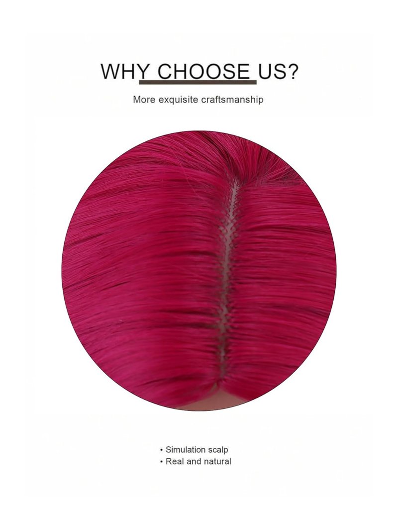 Hot Pink Wig for Women - Long Curly Synthetic Middle Part Wig | Perfect for Cosplay & Costume Parties