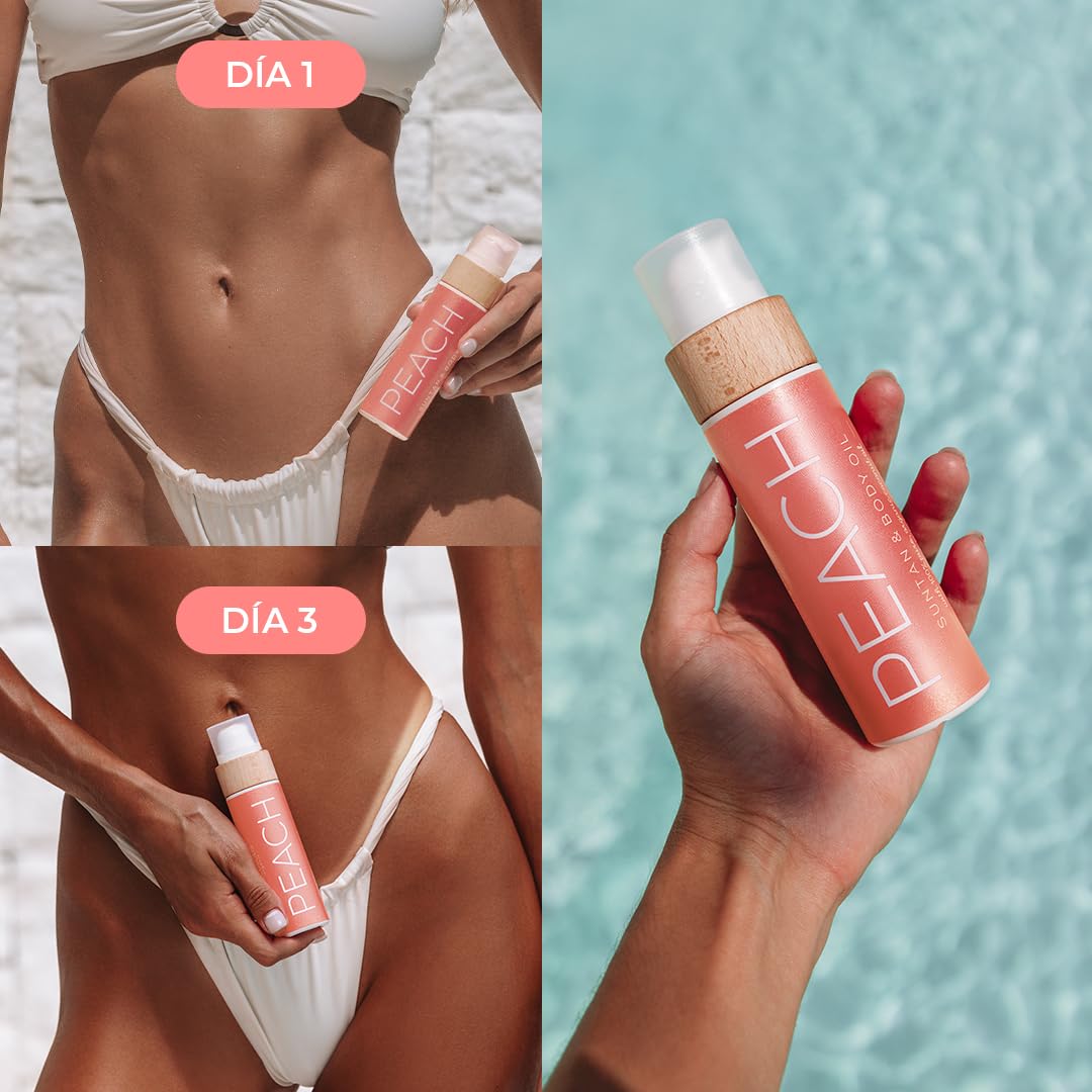COCOSOLIS PEACH Tanning Accelerator - Organic Tanning Oil with Vitamin E & Peach Fragrance for Fast Intense Tan - Tanning Enhancer for Rich Tan - Nourishing Body Lotion
