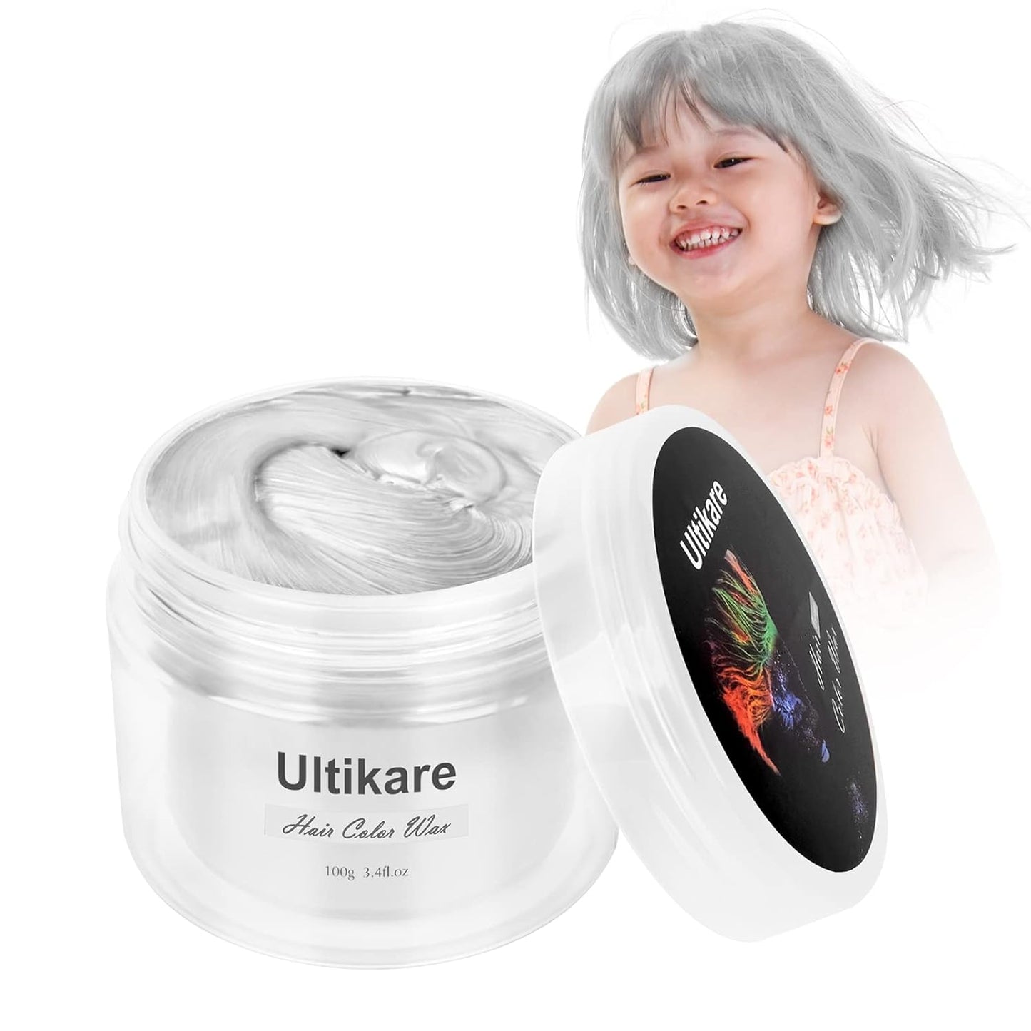Temporary Hair Color for Kids, Ultikare Orange Hair Dye Washable Natural Hair Wax Color Chalk Mud Cream DIY Hairstyle Clay For Dark Hair Halloween, Cosplay, Party, Christmas Gift Girls 3.4 Fl Oz