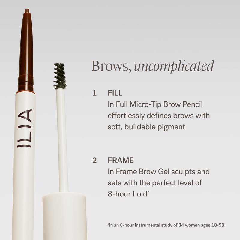 ILIA - In Full Micro-Tip Brow Pencil with Spoolie | Buildable Pigment, Fade-Resistant | Safe for Sensitive Eyes, Fragrance + Silicone-Free | Non-Toxic, Vegan, Cruelty-Free, Clean Makeup (Soft Brown)