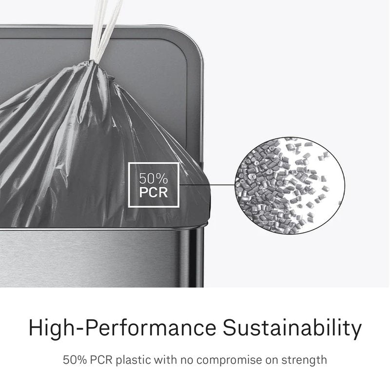simplehuman Code H 100 Count Odorsorb® Custom Fit Liners, Drawstring Odor Absorbing Trash Bags, One-by-One Mess-Free Dispense, Extra Thick & Double Seamed, 50% PCR Plastic, 30-35 Liter / 8-9 Gallon