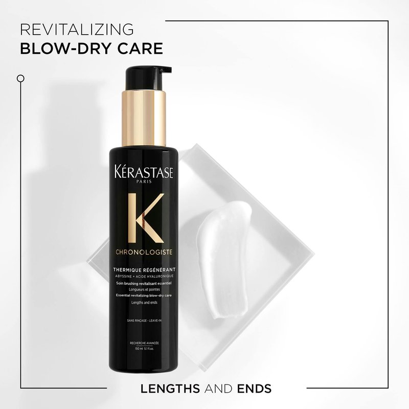 Kerastase Chronologiste Hair Serum Heat Protectant with Argan Oil - Controls Frizz, Strengthens and Prevents Breakage, Protects Against Humidity, For Dry, Fine & Brittle Hair, 5.1 Fl Oz