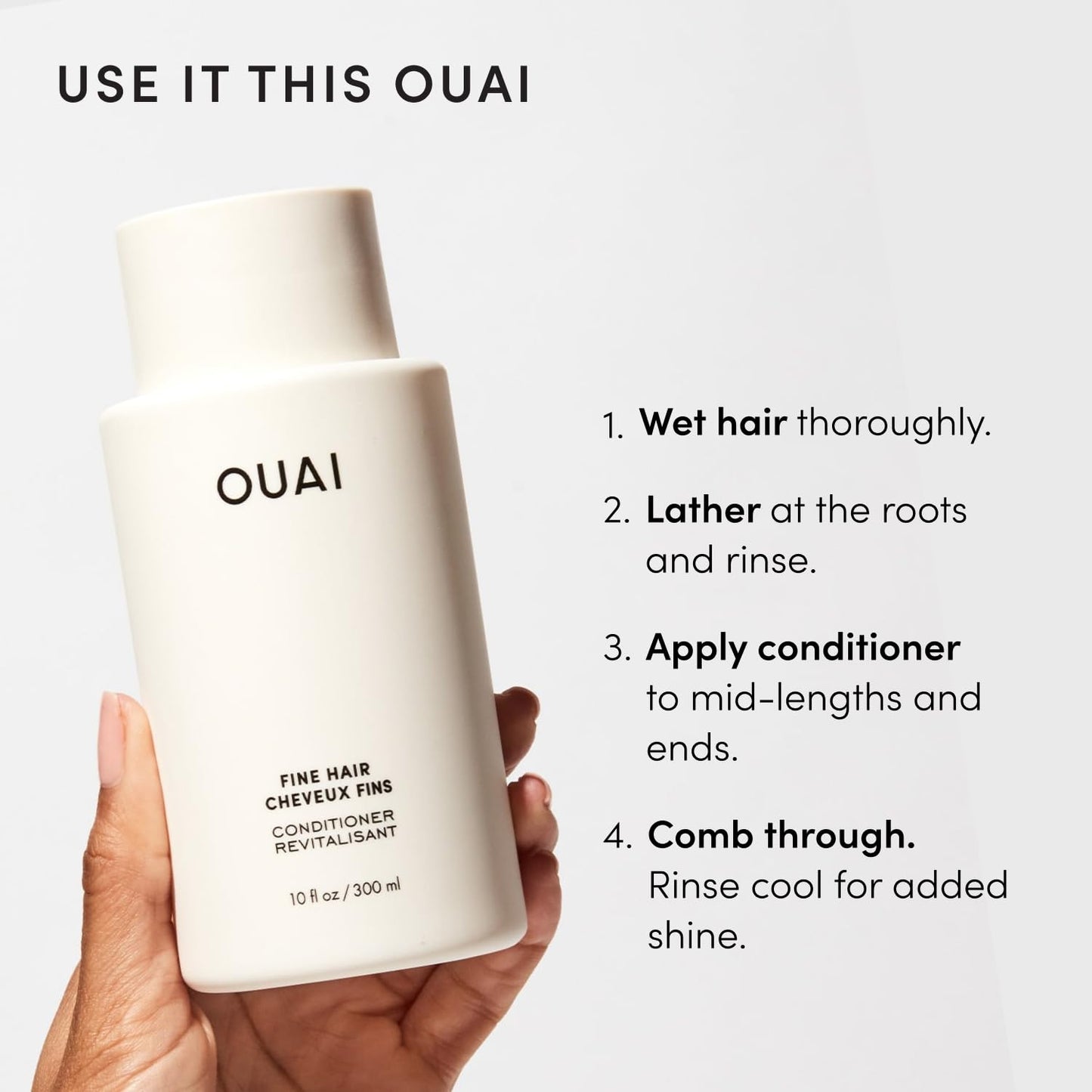 OUAI Fine Hair Shampoo & Conditioner Set, Travel Size - Volumizing Shampoo & Conditioner - With Strengthening Keratin, Biotin & Chia Seed Oil - Sulfate, Paraben & Phthalate Free (3 Oz)