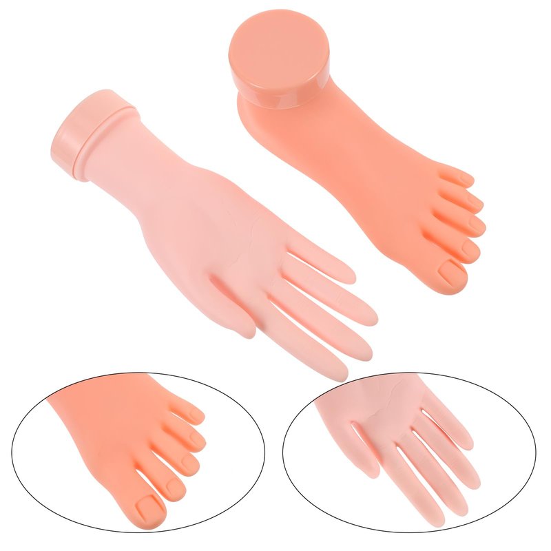 Beaupretty Manicure Practice Left Hand and Foot Model 8.85 Inch Lightweight Fake Nail Art Trainer with Bendable Fingers for Salon and Beginner Nail Training