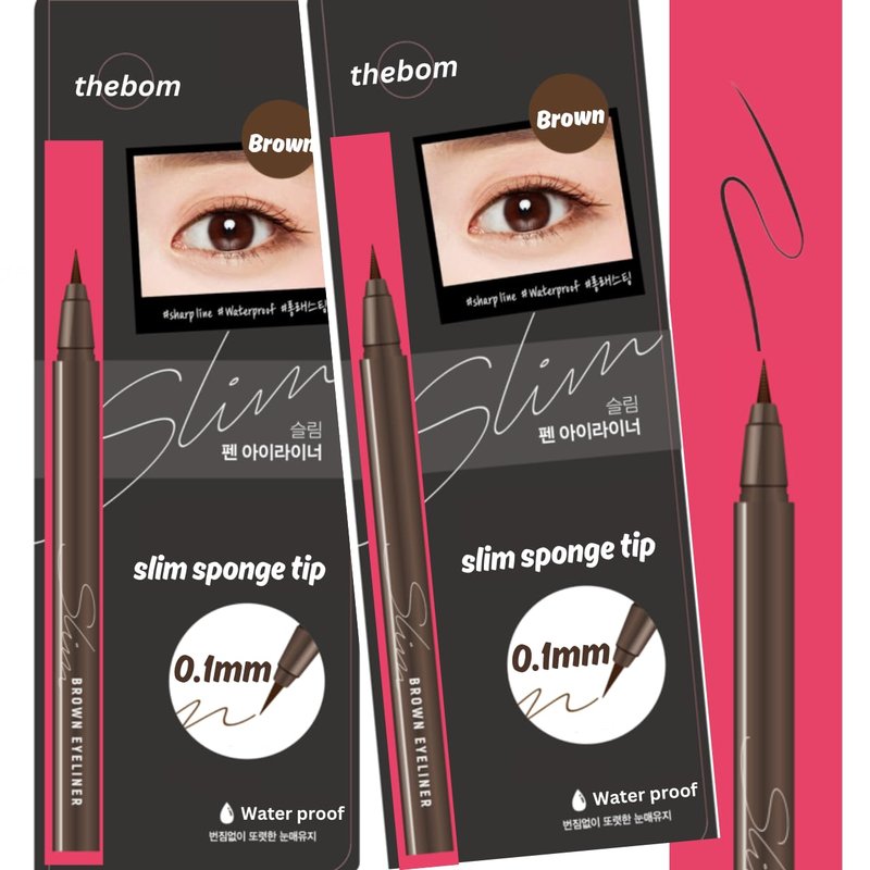 Ultra-Fine Slim Waterproof Liquid Eyeliner - Brown, Set of 2 for Precise Application