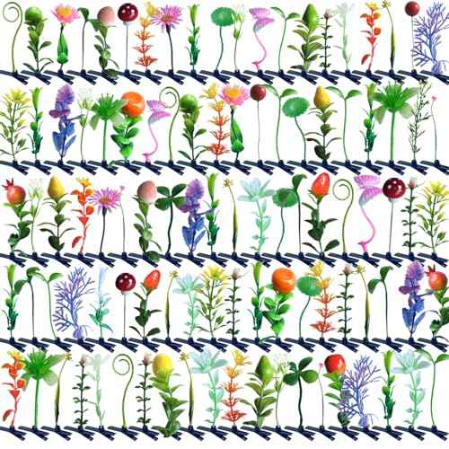 100 pcs Rave Bean Sprout Hair Clip Funny Barrette Headwear Plant Hairpins Mixed Style Little Grass Flower Fruit Butterfly Mushroom Hair Accessories for Girls Women Party Scool Home