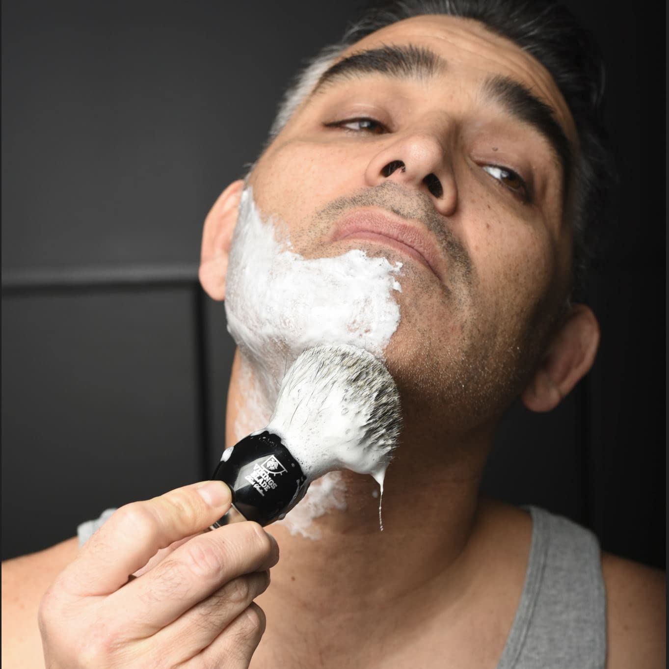 VIKINGS BLADE Luxury Shaving Brush for Men - Ultra Heavy Acrylic & 316L Steel Handle | Dark Stallion Color, Super Strong Knot