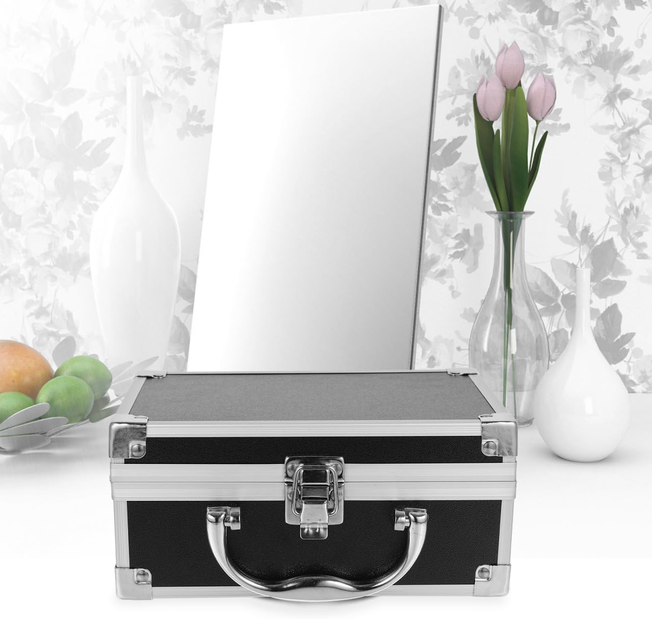 Portable Makeup Box - Compact Cosmetic Organizer Travel Case with Handle | 7.87x5.51x3.54 Inch